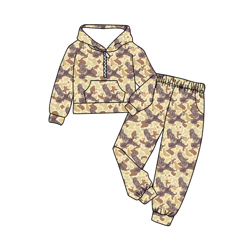 MOQ 5 preorder BLP1367 Camouflage Duck Hooded Long-Sleeved Pants Boys Sets 202510