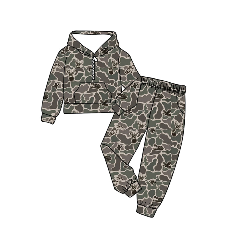 MOQ 5 preorder BLP1369 Camouflage Deer Hunting Hooded Long-Sleeved Pants Boys Sets 202510