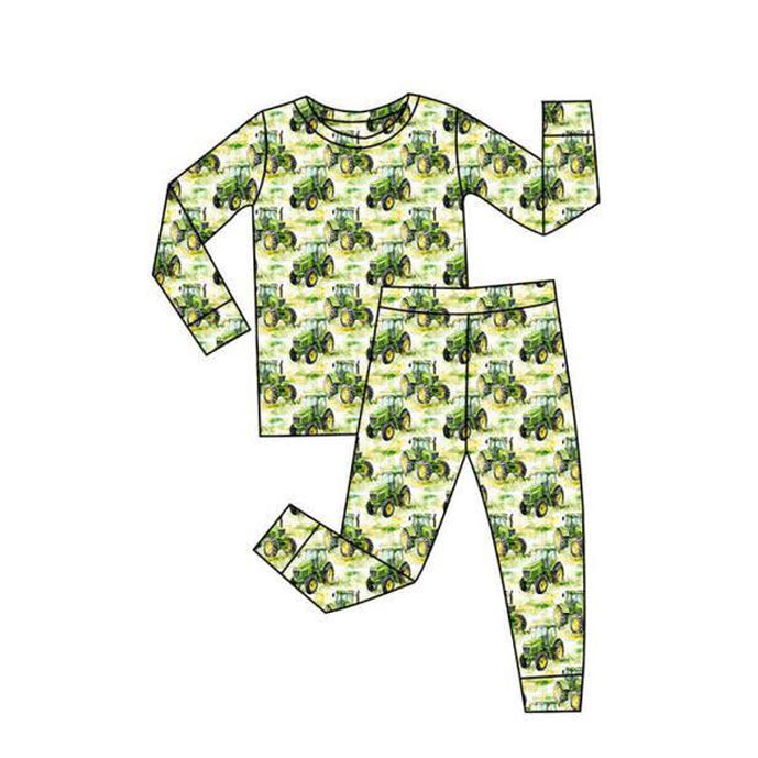 MOQ 5 preorder BLP1376 Farm Trucks Green Long-Sleeved Pants Boys Pajama Set 202511