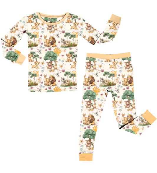 MOQ 5 PCS preorder BLP1401 Cartoon Lion Long-Sleeved Pants Boys Pajama Set 202511
