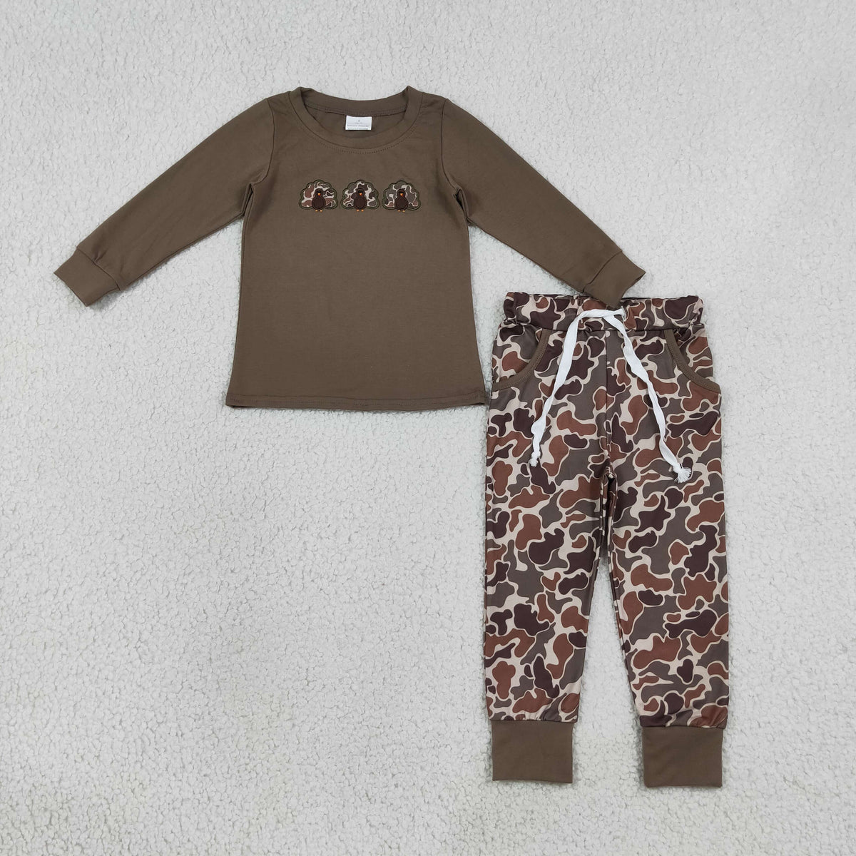 BLP1473 Embroidery Thanksgiving Day Turkey Camo Boys Set 202609 RTS