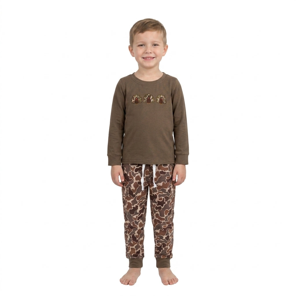 BLP1473 Embroidery Thanksgiving Day Turkey Camo Boys Set 202609 RTS