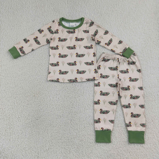 BLP1482 Duck Hunting Camo Beige Green Long-Sleeved Pants Boys Sets 202607 RTS