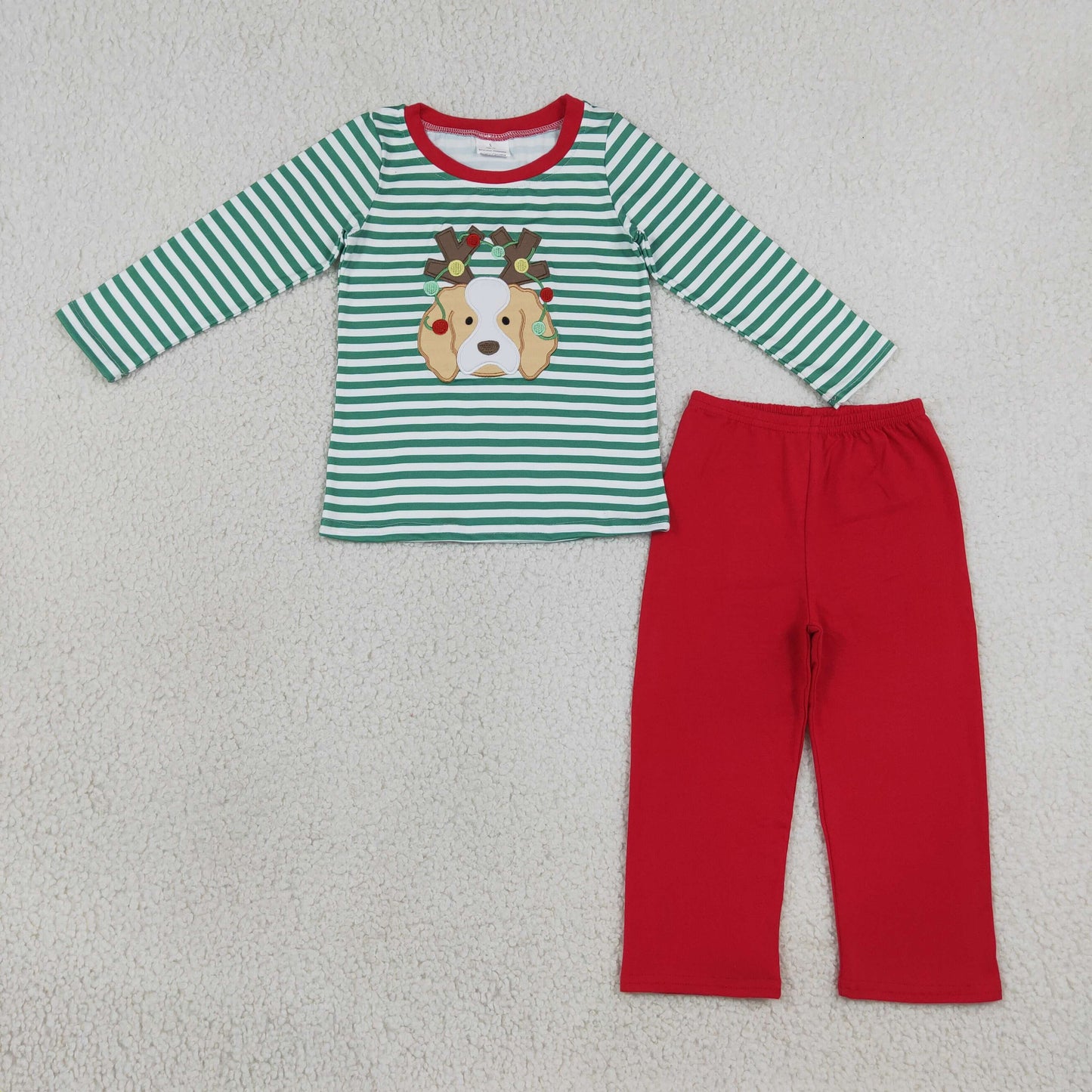 BLP1502 Embroidery Christmas Elk Stripe Boys Set 202609 RTS