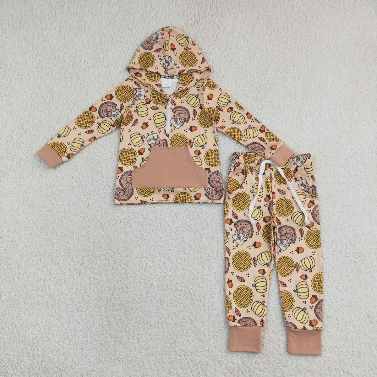 BLP1504 Thanksgiving Day Turkey Pumpkin Boys Hoodie Set 202609 RTS