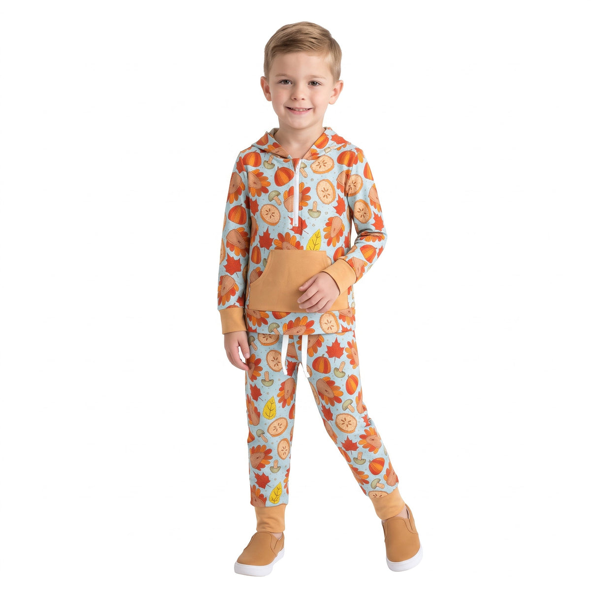BLP1505 Thanksgiving Day Turkey Boys Hoodie Set