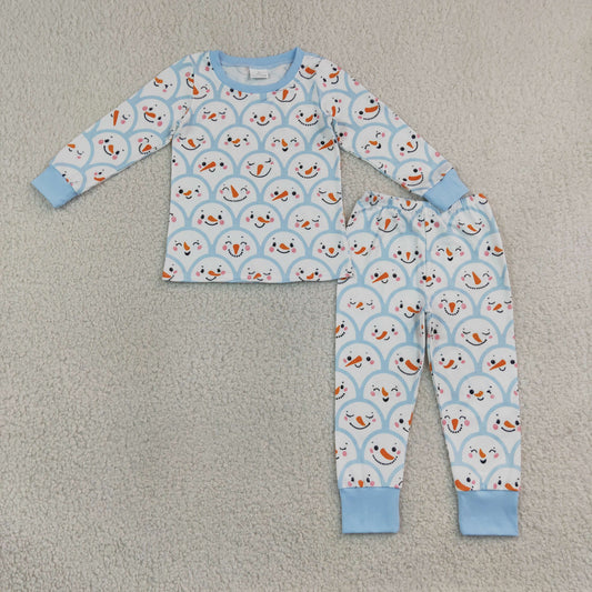 BLP1514 Christmas Snowman Blue Boys Pajamas Outfits 202609 RTS