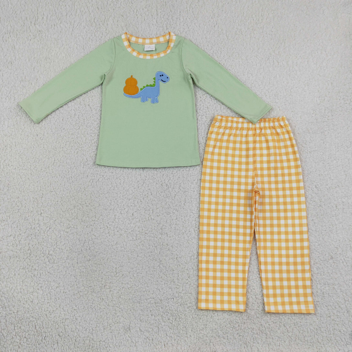 BLP1515 Embroidery Fall Pumpkin Dinosaur Boys Outfits