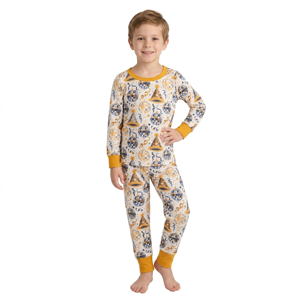 BLP1534 Happy New Year Gold Boys Pajamas Outfits