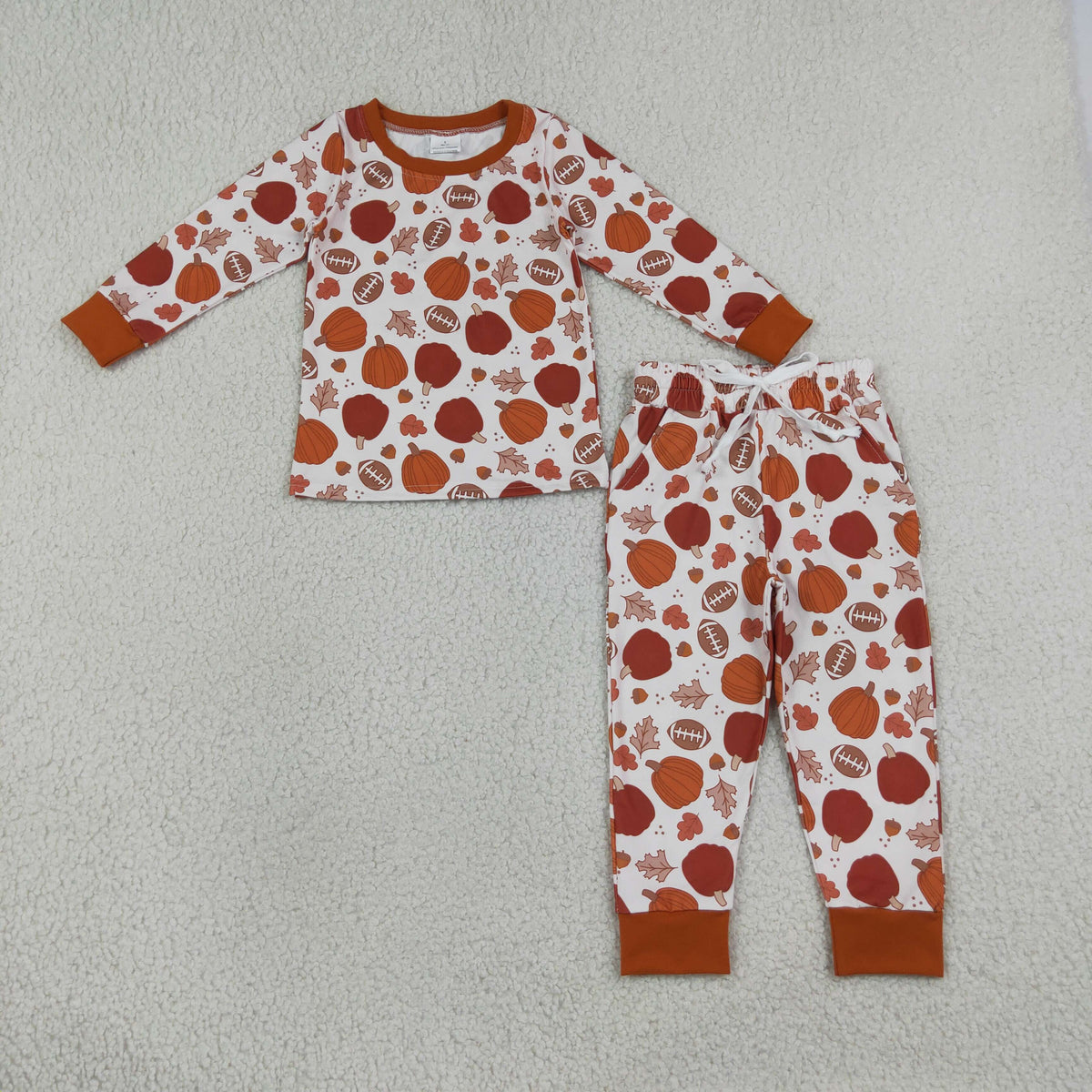 BLP1539 Pumpkin Football Boys Pajamas Outfits 202609 RTS