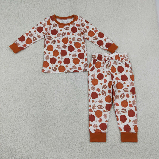 BLP1539 Pumpkin Football Boys Pajamas Outfits 202609 RTS