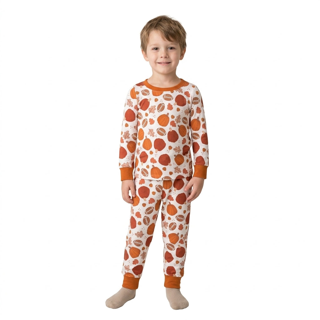 BLP1539 Pumpkin Football Boys Pajamas Outfits 202609 RTS