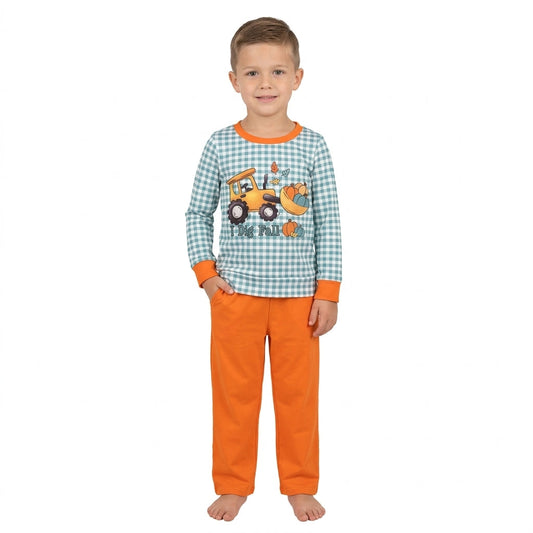 I Dig Fall Pumpkin Plaid Kids Matching Clothes