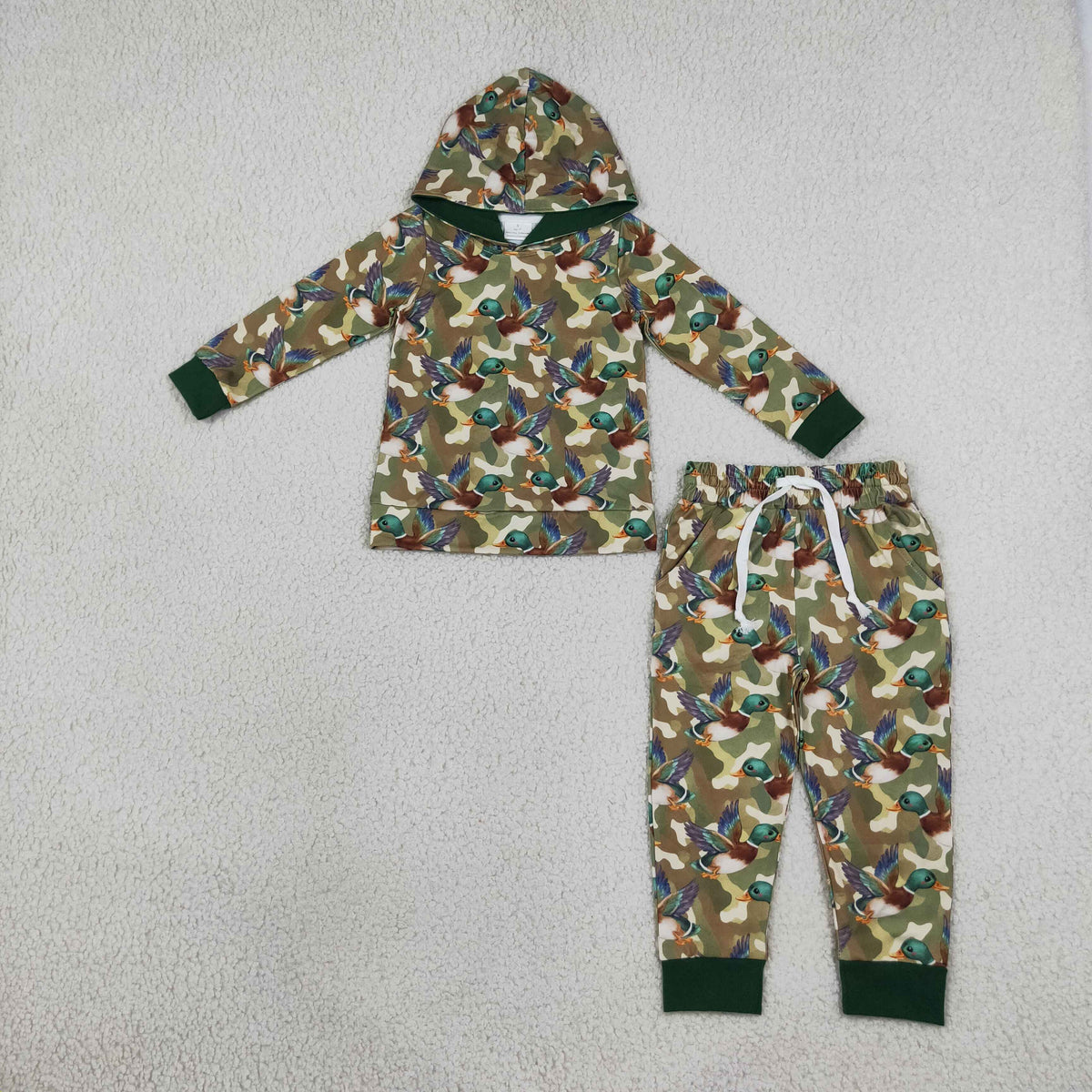 BLP1543 Mallard Ducks Green Hoodie Kids Boys Outfits