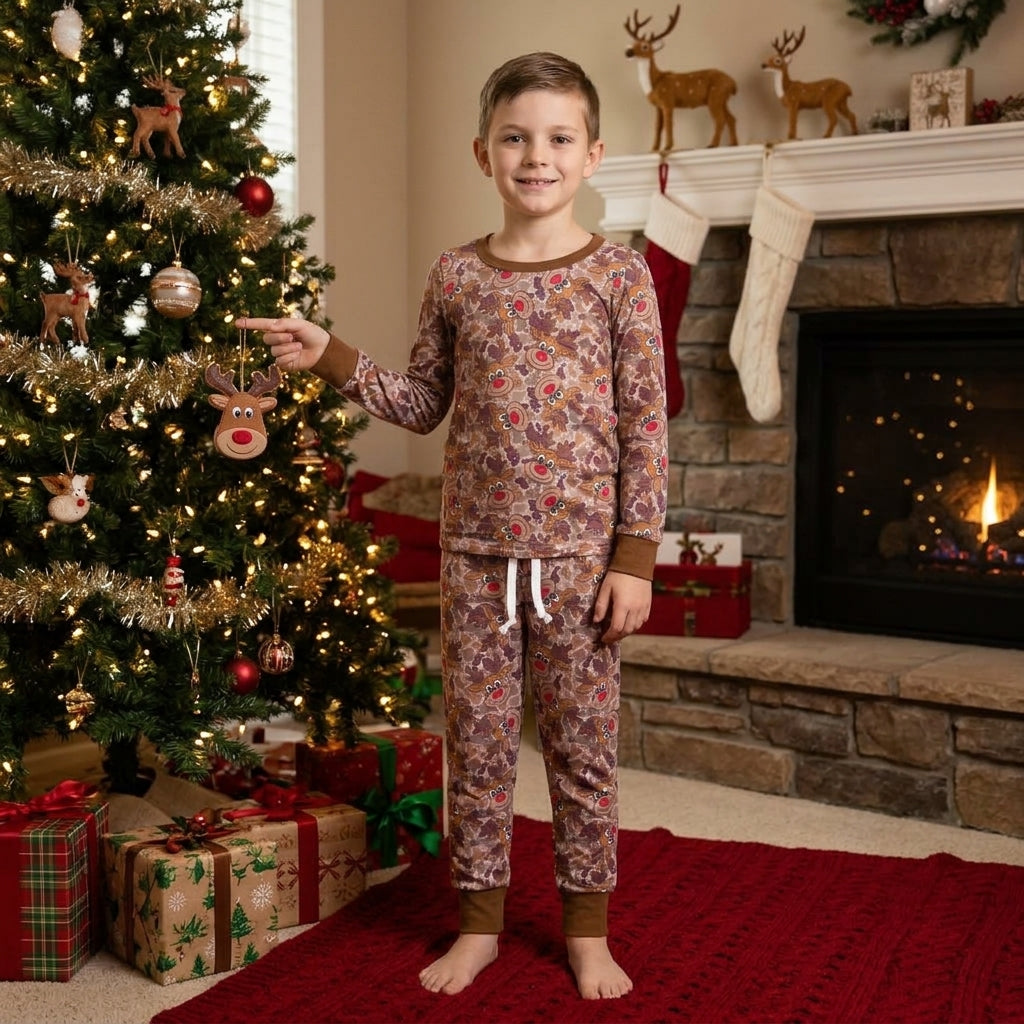 BLP1557 Christmas Elk Camo Boys Set