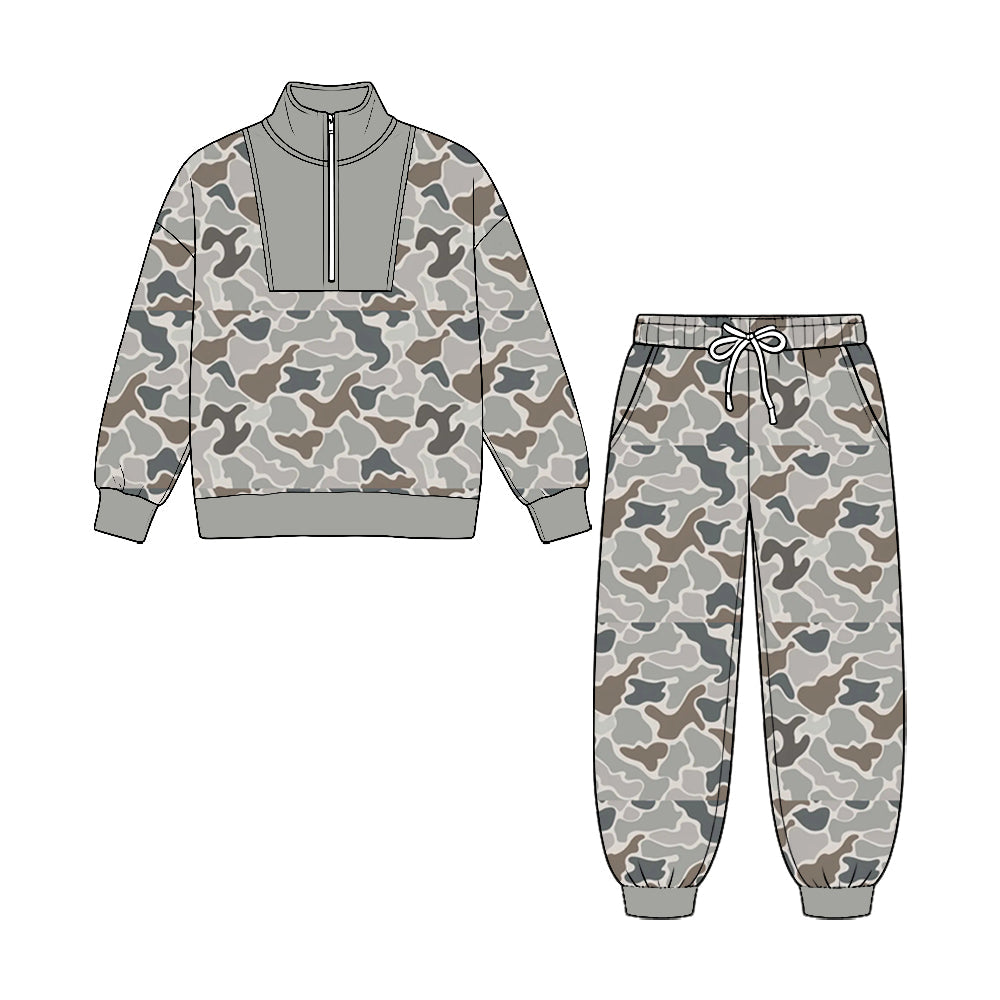 MOQ£º5pcs BLP1577 pre-order  toddler boy clothes hunting camo boy winter zipper set-2026.8.25