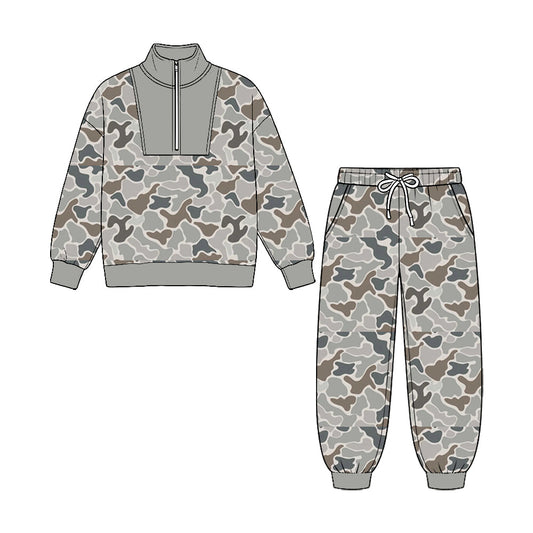 MOQ£º5pcs BLP1577 pre-order toddler boy clothes hunting camo boy winter zipper set-2026.8.25