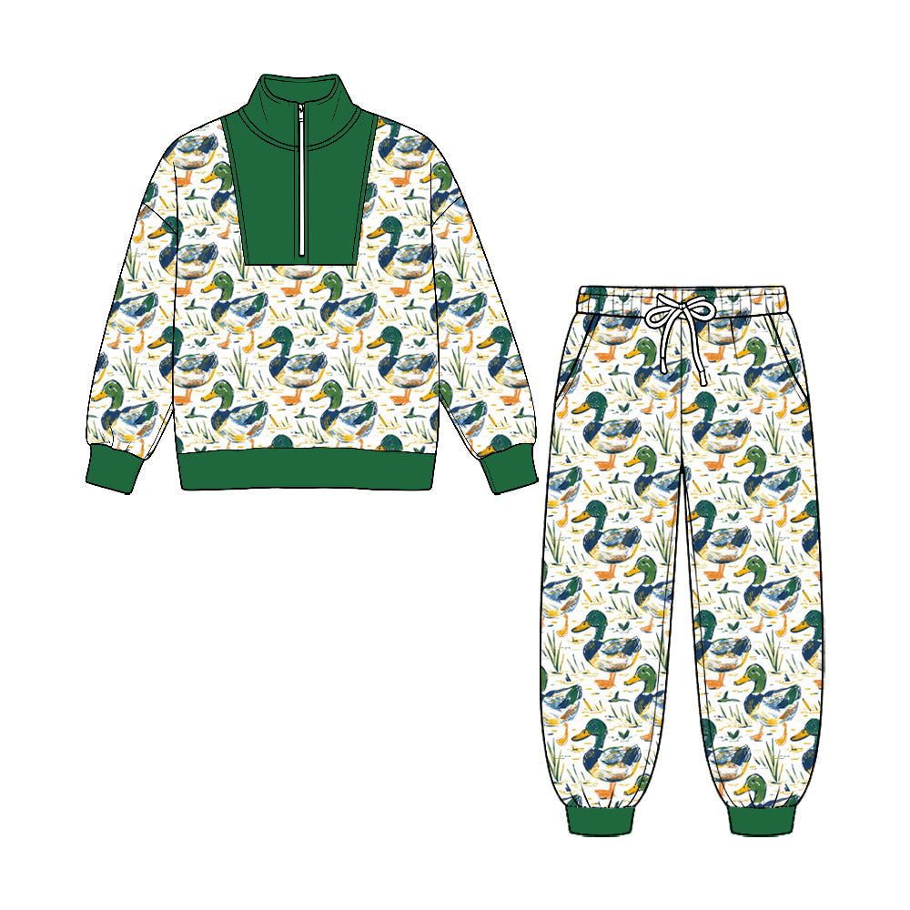MOQ£º5pcs BLP1581 pre-order  toddler boy clothes mallard ducks boy winter zipper set-2026.8.25