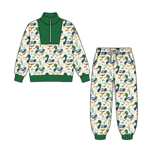 MOQ£º5pcs BLP1581 pre-order  toddler boy clothes mallard ducks boy winter zipper set-2026.8.25