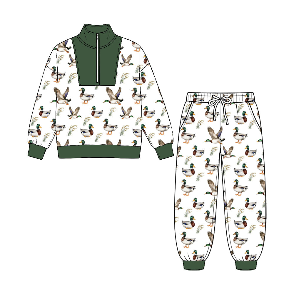 MOQ£º5pcs BLP1582 pre-order  toddler boy clothes mallard ducks boy winter zipper set-2026.8.25