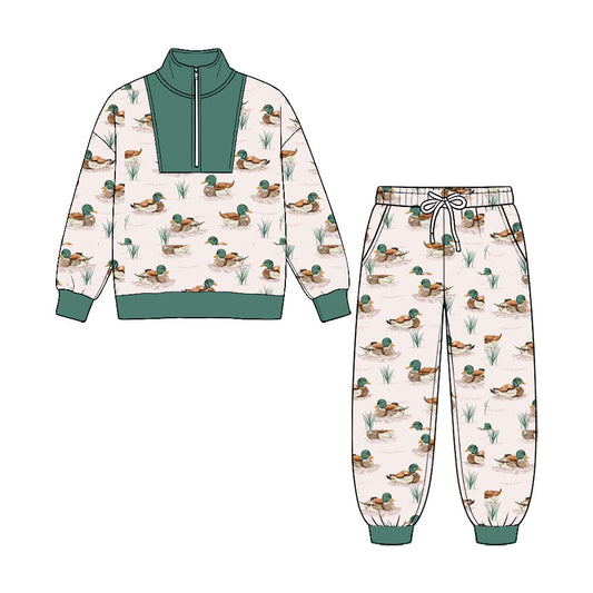 MOQ£º5pcs BLP1583 pre-order toddler boy clothes mallard ducks boy winter zipper set-2026.8.25