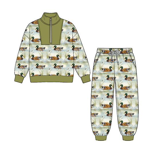 MOQ£º5pcs BLP1584 pre-order  toddler boy clothes mallard ducks boy winter zipper set-2026.8.25