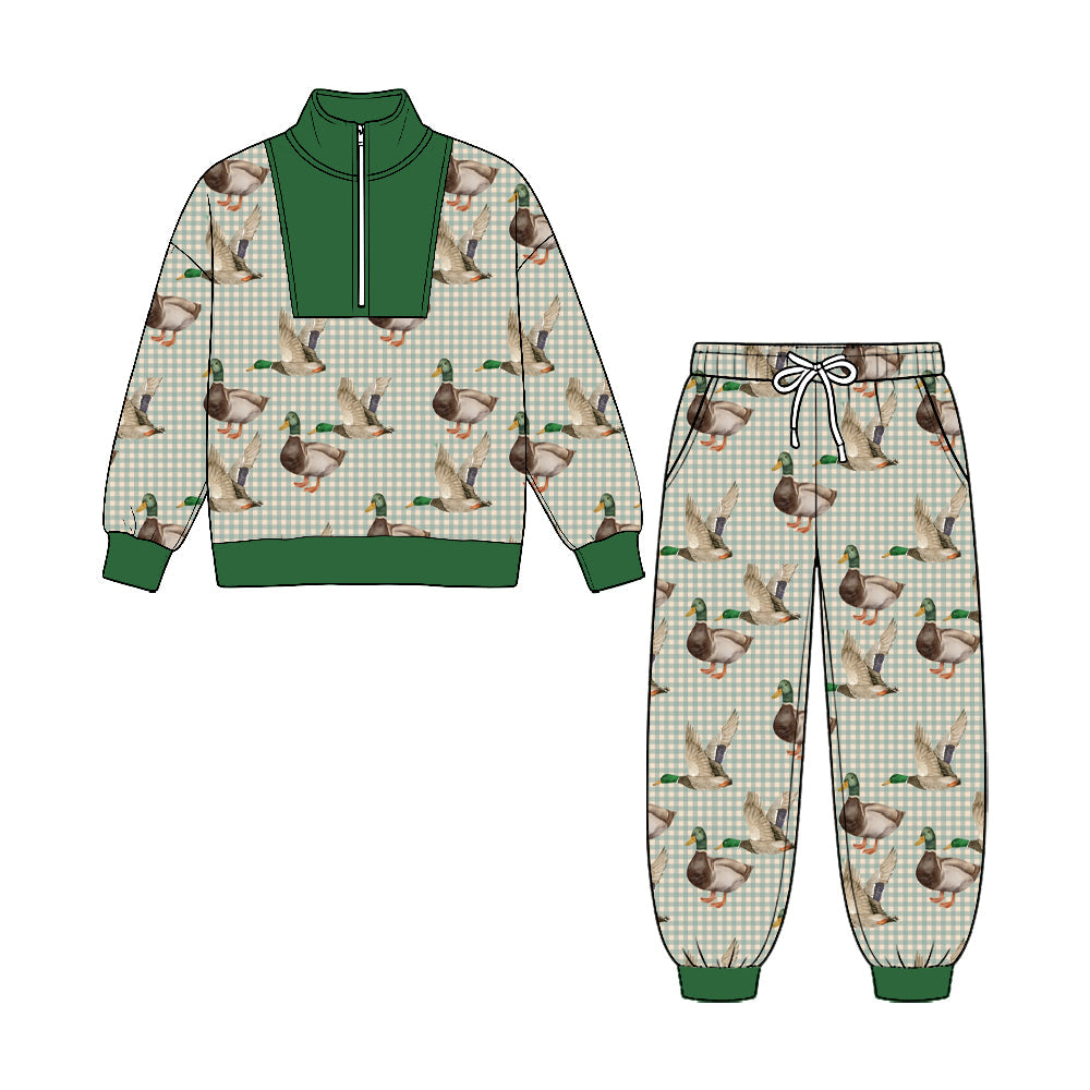 MOQ 5pcs BLP1586 pre-order  toddler boy clothes mallard ducks boy winter zipper set-2026.8.25