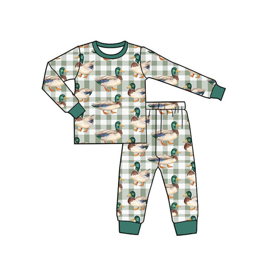 Preorder MOQ 5 pcs Each Style Mallard Ducks Plaid Kids Matching Clothes-2026.8.26