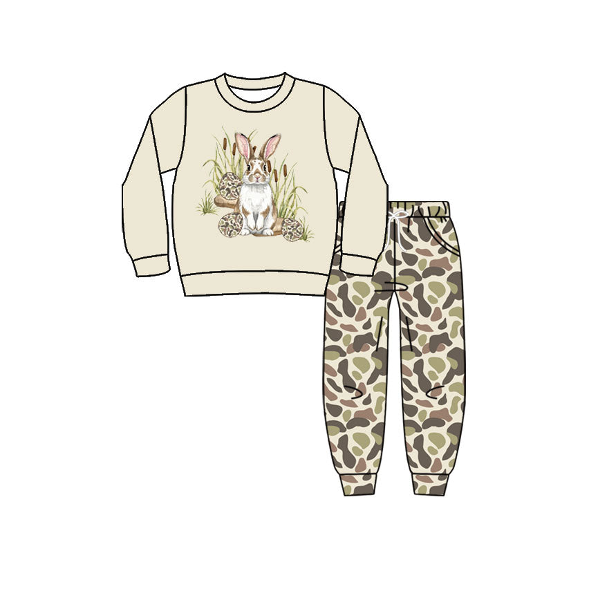 BLP1597 pre-order toddler boy clothes easter camo rabbit boy pants set-2026.8.27