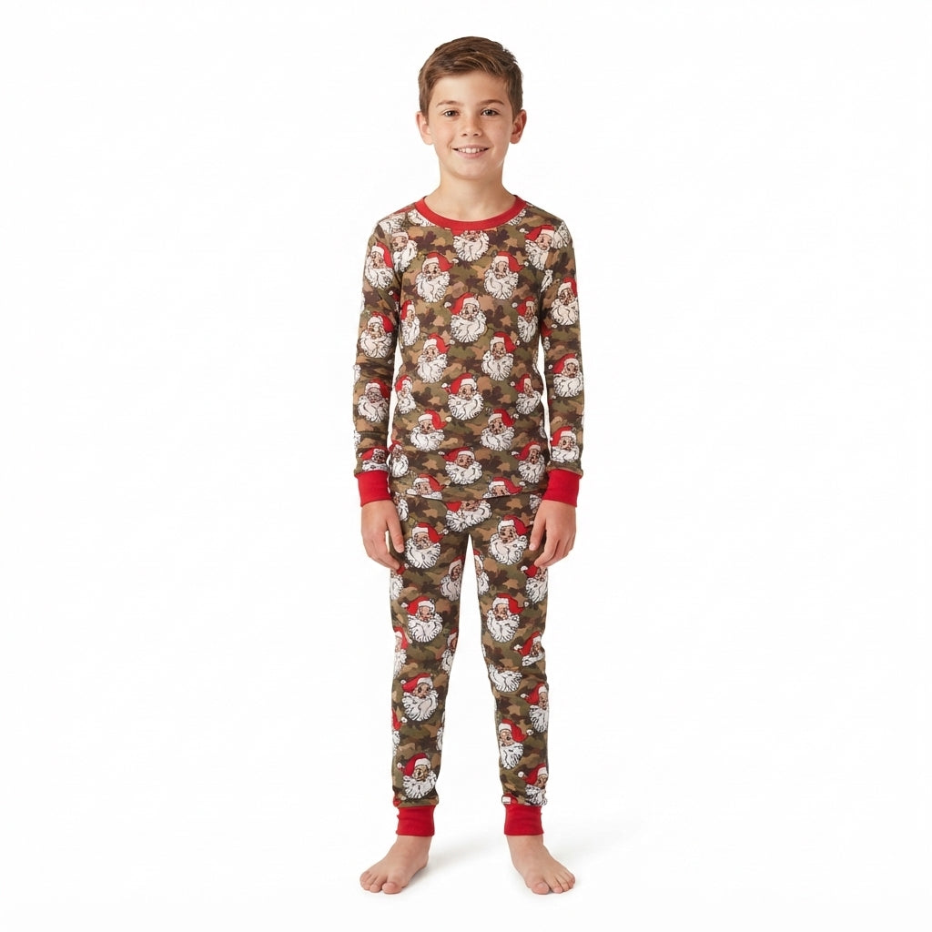 BLP1600 Christmas Santa Camo Boys Pajamas Outfits
