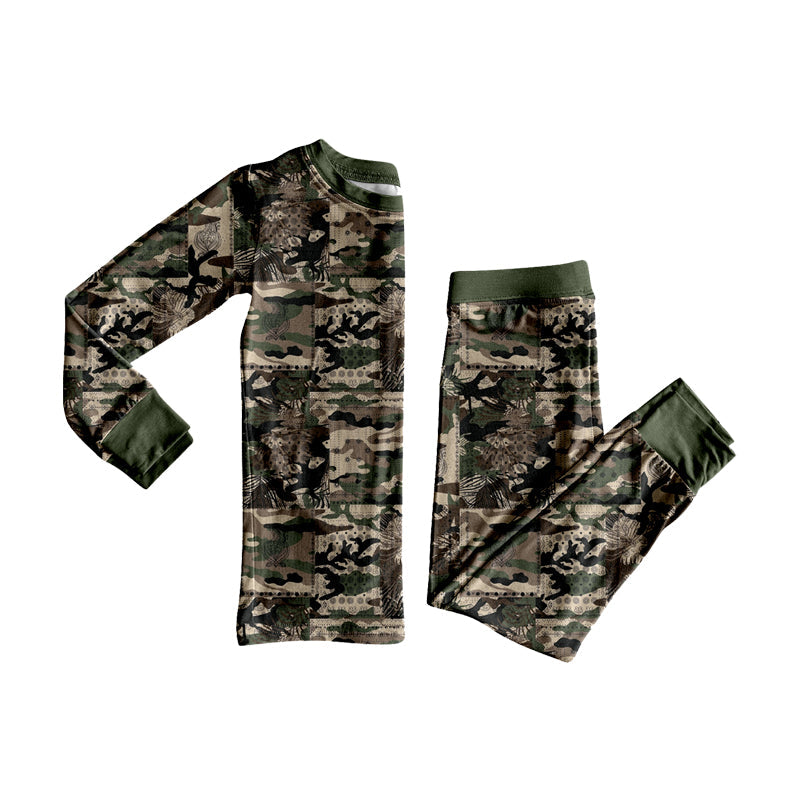 Preorder MOQ 5 pcs Each Style Hunting Camo Boys Pajamas Kids Matching Clothes