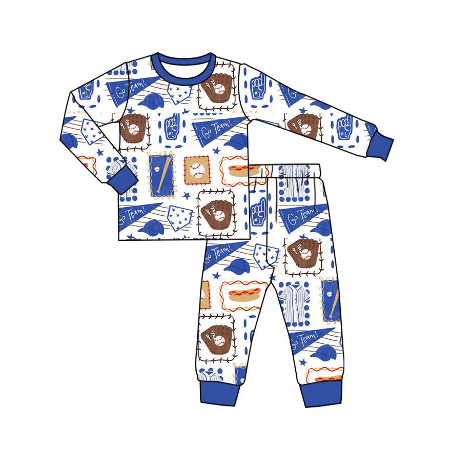 Preorder MOQ 5 pcs Each Style GO TEAM Baseball Print Pajamas Kids Matching Clothes
