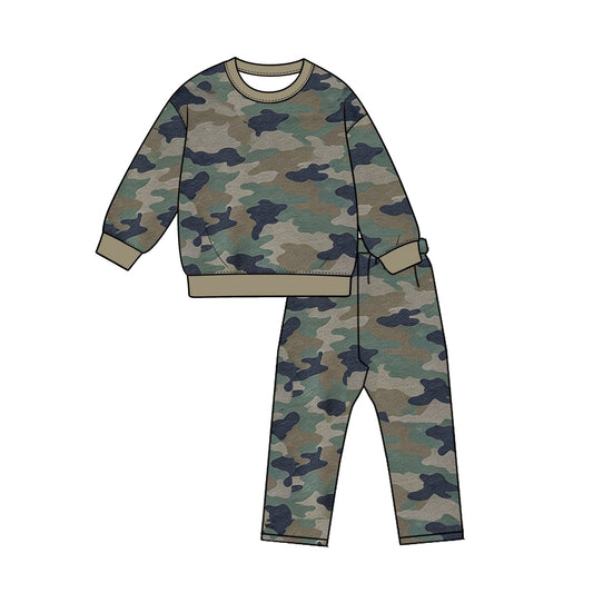 Preorder MOQ 5 pcs BLP1643 Hunting Camo Boys Pajamas Outfits