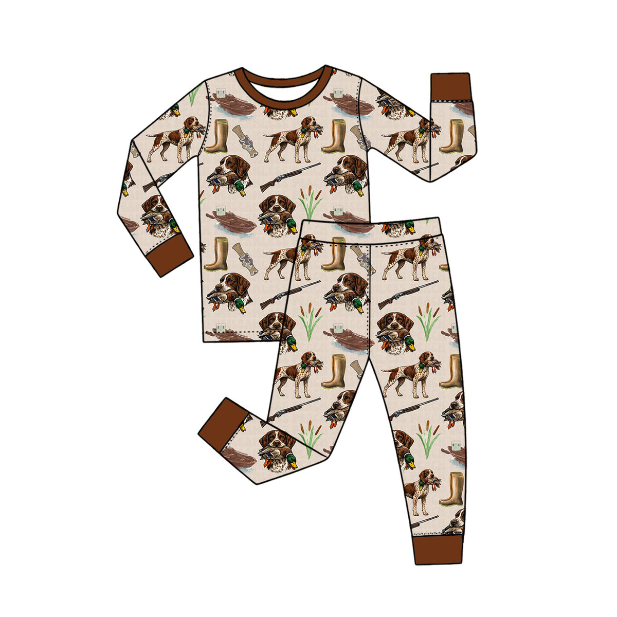 Preorder MOQ 5 pcs Each Style Puppy Duck Hunting Pajamas Kids Matching Clothes