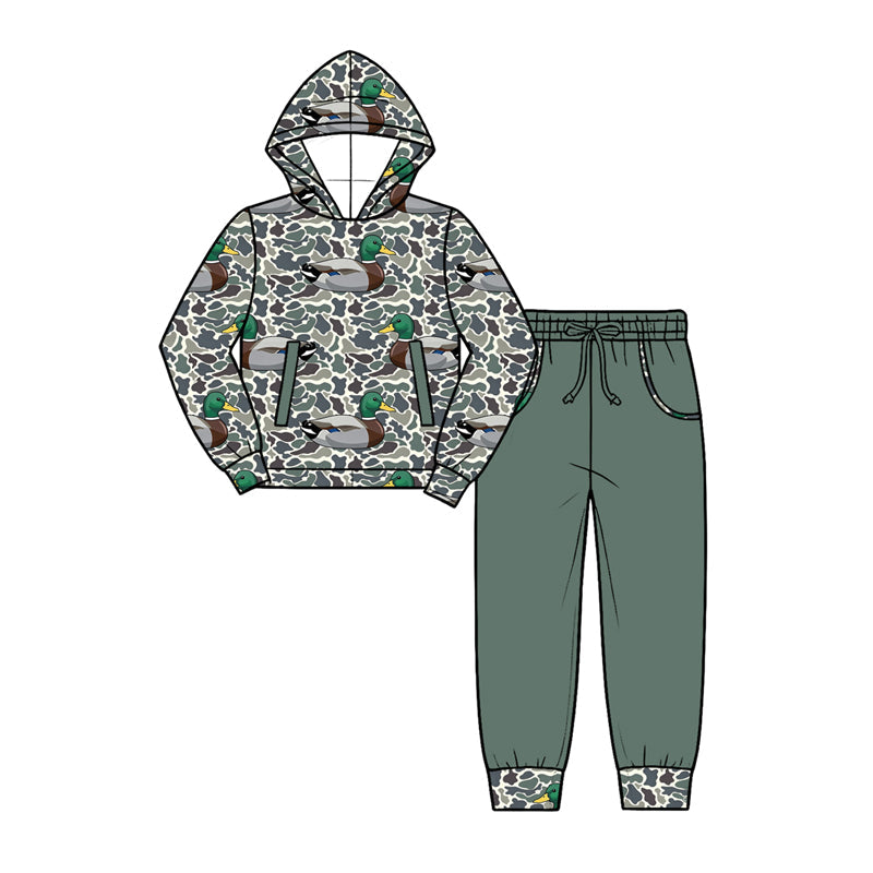 Preorder MOQ 5 pcs Each Style Hunting Camo Mallard Ducks Dark Green Kids Matching Clothes
