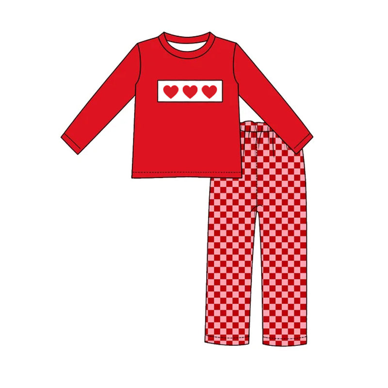 Preorder MOQ 5 pcs Each Style Cherry Love Red Plaid Kids Matching Clothes