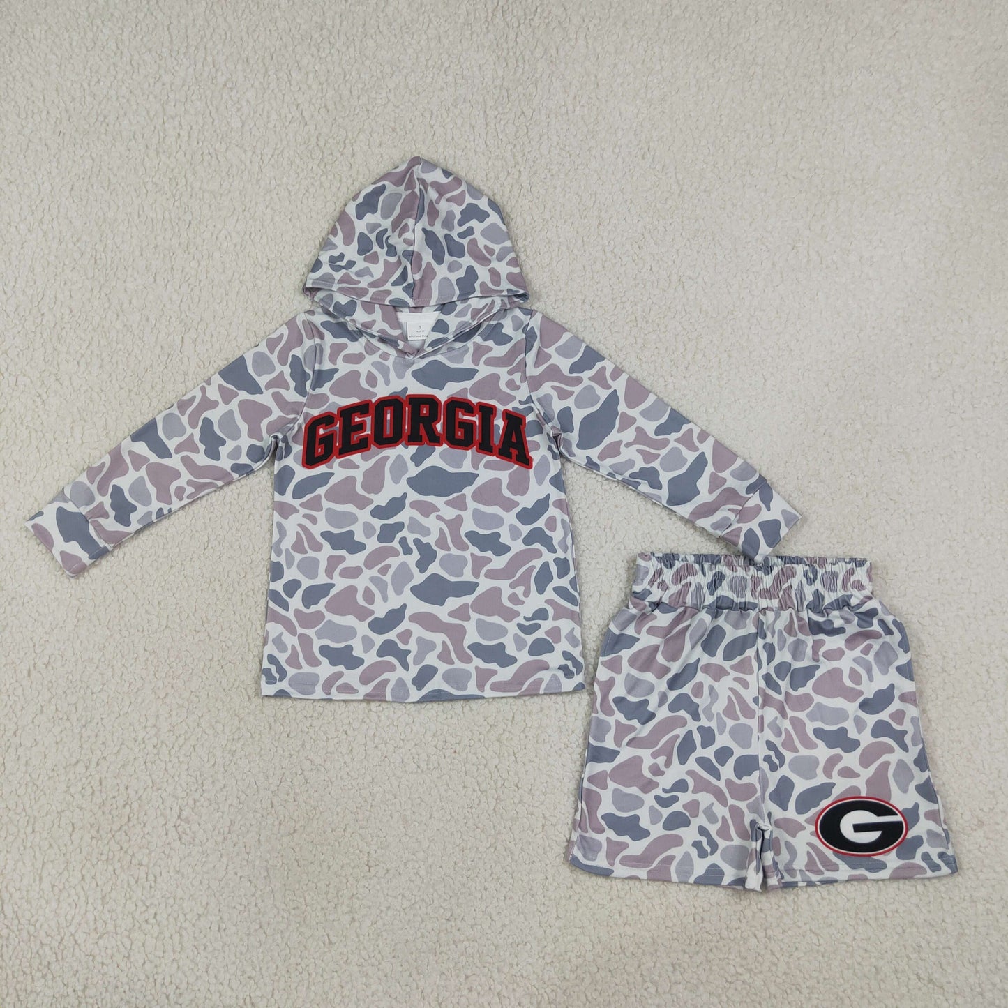 BLS0047 School Team Mascot Camo Vinyl GERORGIA Boy's Hoodie Shorts Outfits