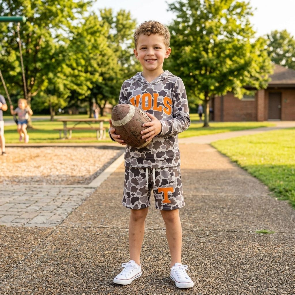 BLS0049 School Team Camo VOLS Hoodie Boys Shorts Set 202609 RTS