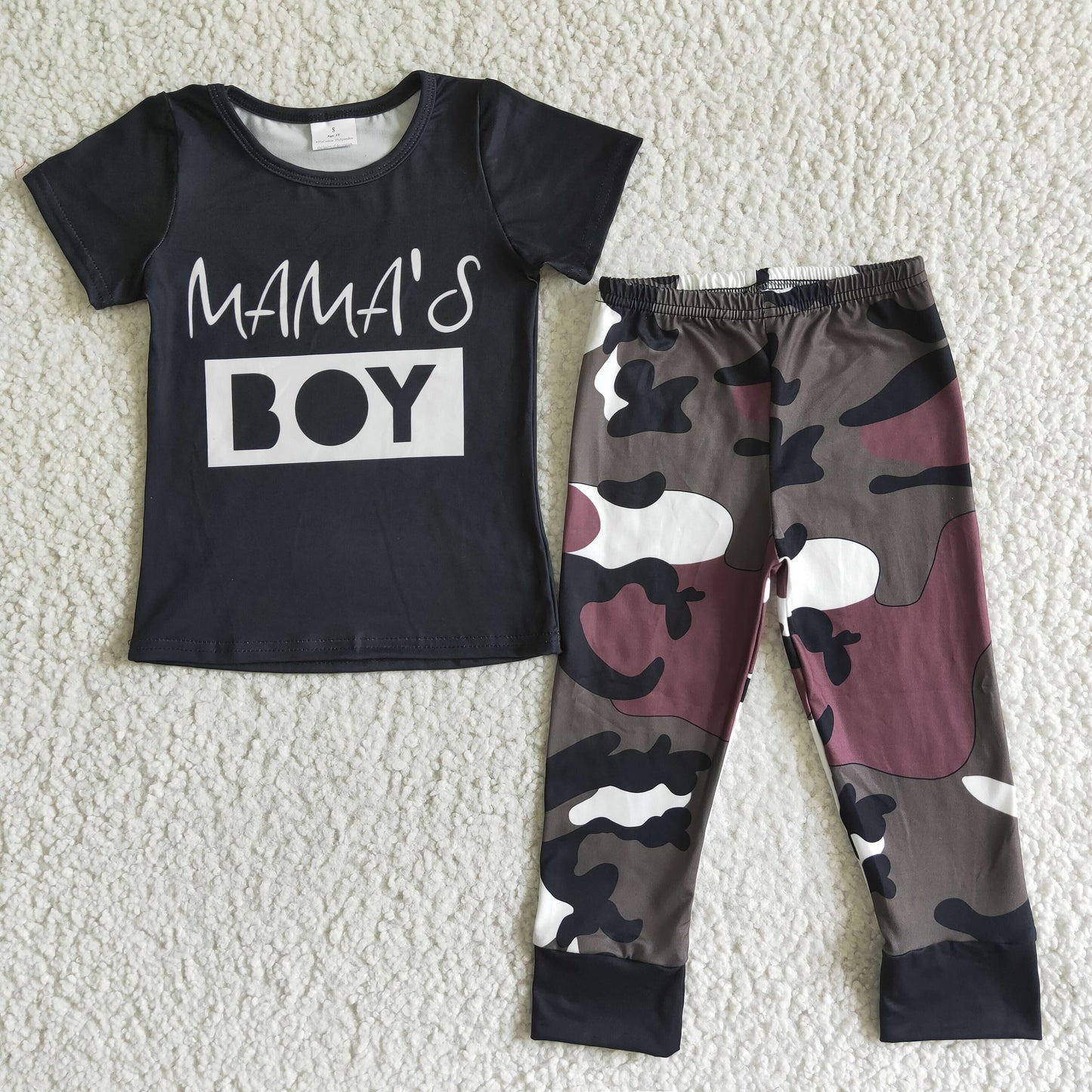 Clearance BSPO0001 MAMA'S BOY black short-sleeved camouflage pantsuit