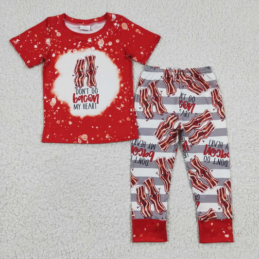 Clearance BSPO0079 NO MOQ Boy bacon Bacon Red short sleeve pants suit