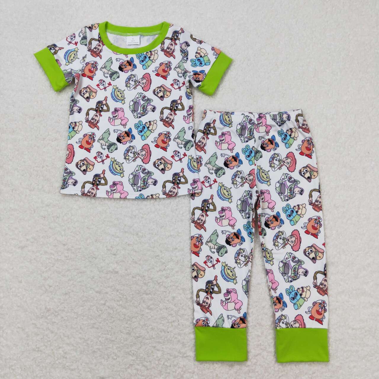 BSPO0321 Cartoon Toy Story Green White Short Sleeve Pants Boys Pajamas Outfits RTS 202509