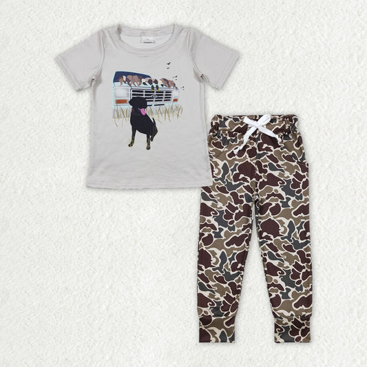 BSPO0381 puppy camo grey short sleeve pant suit 20240410 RTS