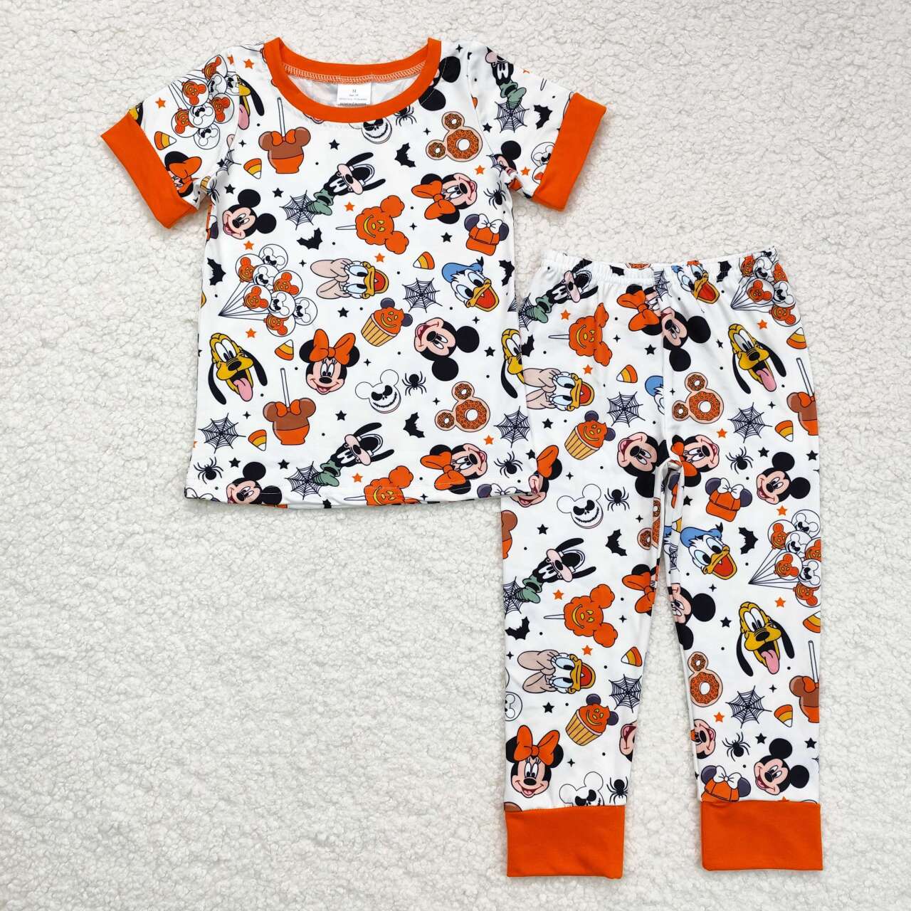 BSPO0390 Mickey Donut Spider Bat Orange and white short-sleeved pant pajamas set