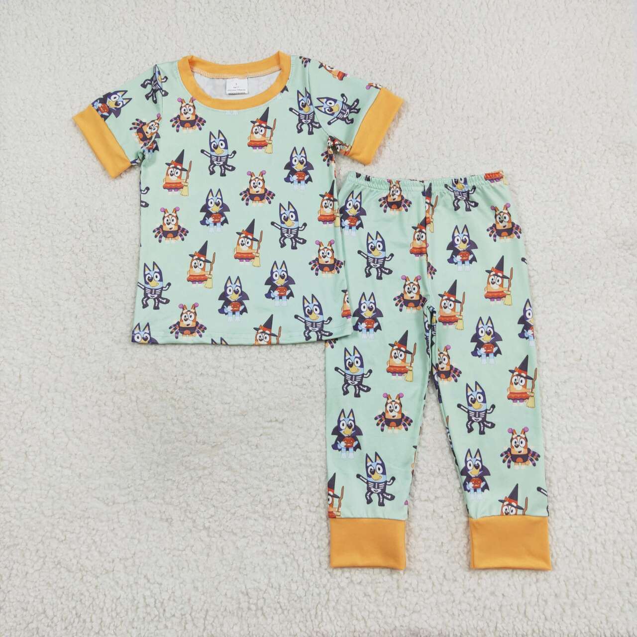 BSPO0408 bluey Halloween chartreuse short-sleeved pants pajamas set