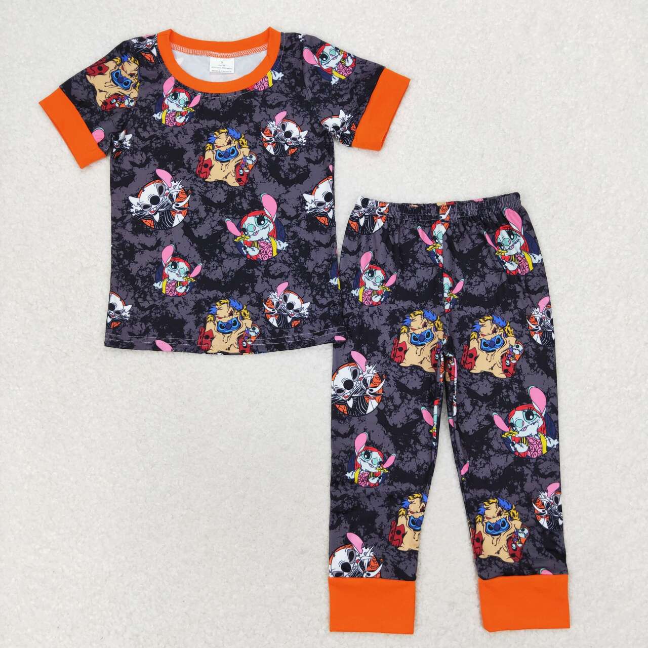 BSPO0417 Halloween Stippy Bat black and gray short-sleeved pants pajamas set