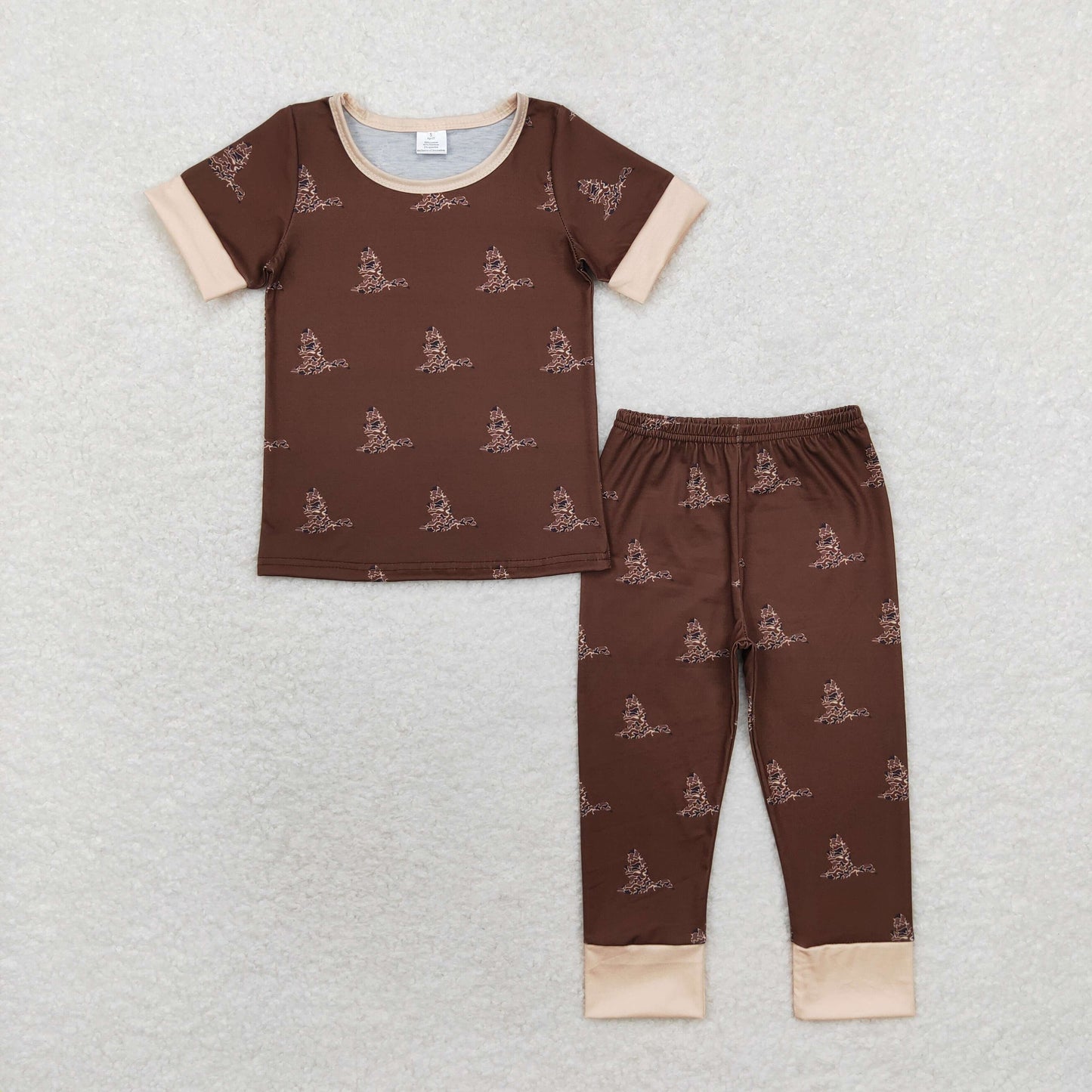 BSPO0442 RTS Modal Duck Brown Short sleeve pant pajama set