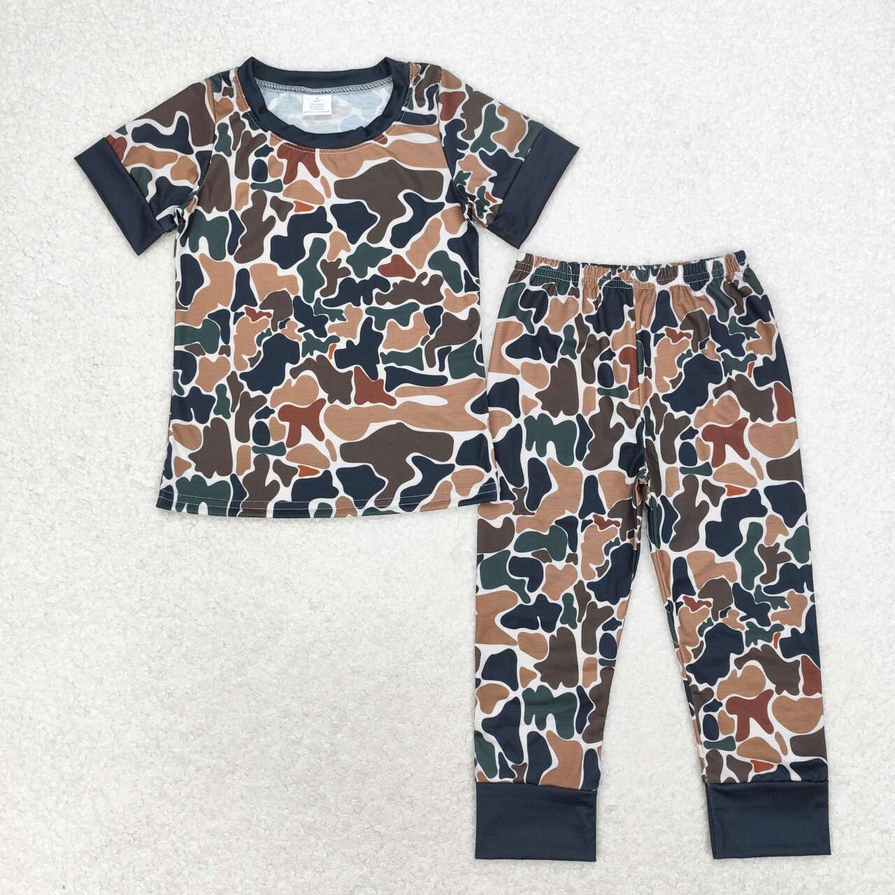 BSPO0443 Green camo beige short-sleeved pant pajama set clothing set for boys