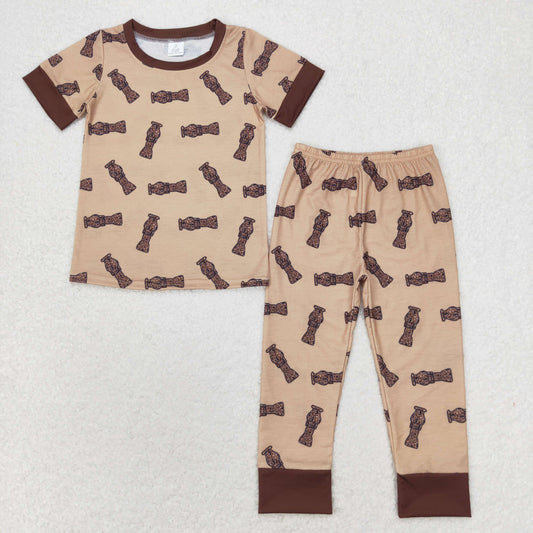 BSPO0444 Modal camo bottle brown short-sleeved pant pajama set clothing set boy