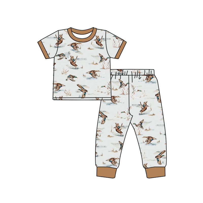 Preorder BSPO0493 Duck brown and white short sleeve trousers pajamas set high quality