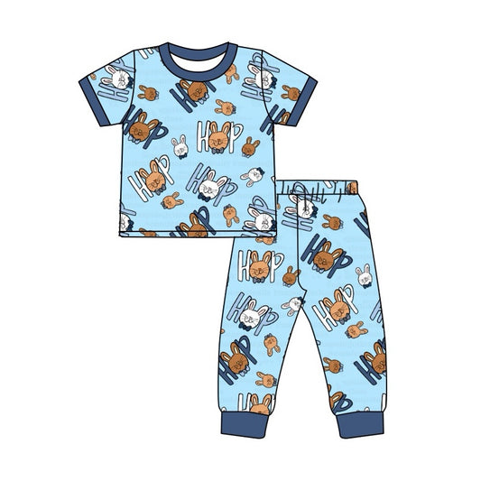 Preorder BSPO0496 Bunny hop blue short-sleeved pant pajama set